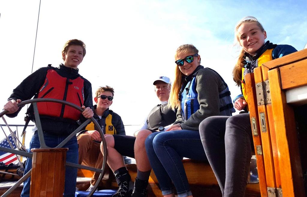 As a special treat, Commodore Livingston would take interested and excited juniors out for a sail on San Fransisco Bay on his classic wooden sloop, Kate II  © Kimball Livingston / St Francis Yacht Club